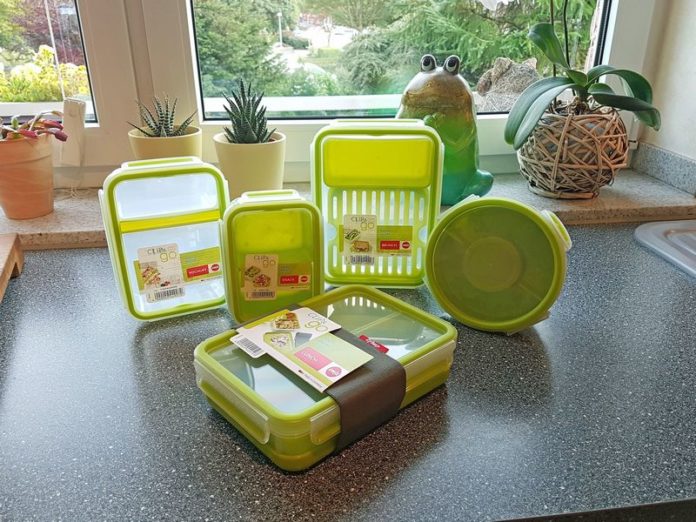 Contenitore Per Snack EMSA Clip Go - Verde, Con 2 Inserti Divisi, 0.55 Litri, Adatto Microonde E Lavastoviglie - 3