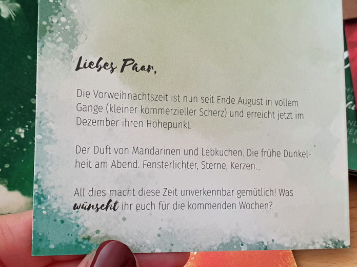 Mehr Zeit zu zweit der Paarzeit Adventskalender Colorful Things