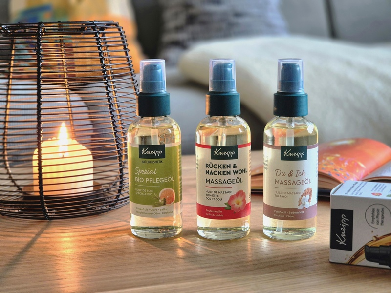 Kneipp Hautöle, Bio Pflegeöl mit Grapefruit, Massageöl Du & Ich und Massageöl Rücken & Nacken Wohl