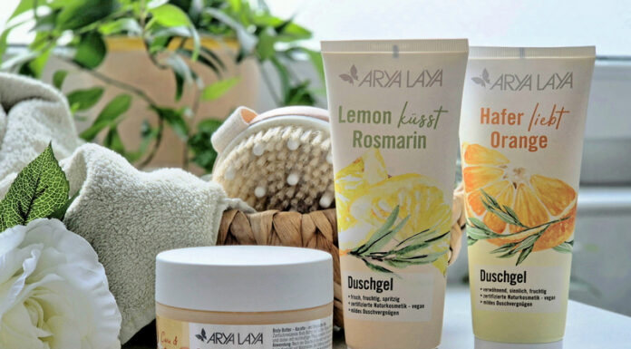 Arya Laya Duschgel Lemon küsst Rosmarin, Duschgel Hafer liebt Orange und Body Butter Karotte